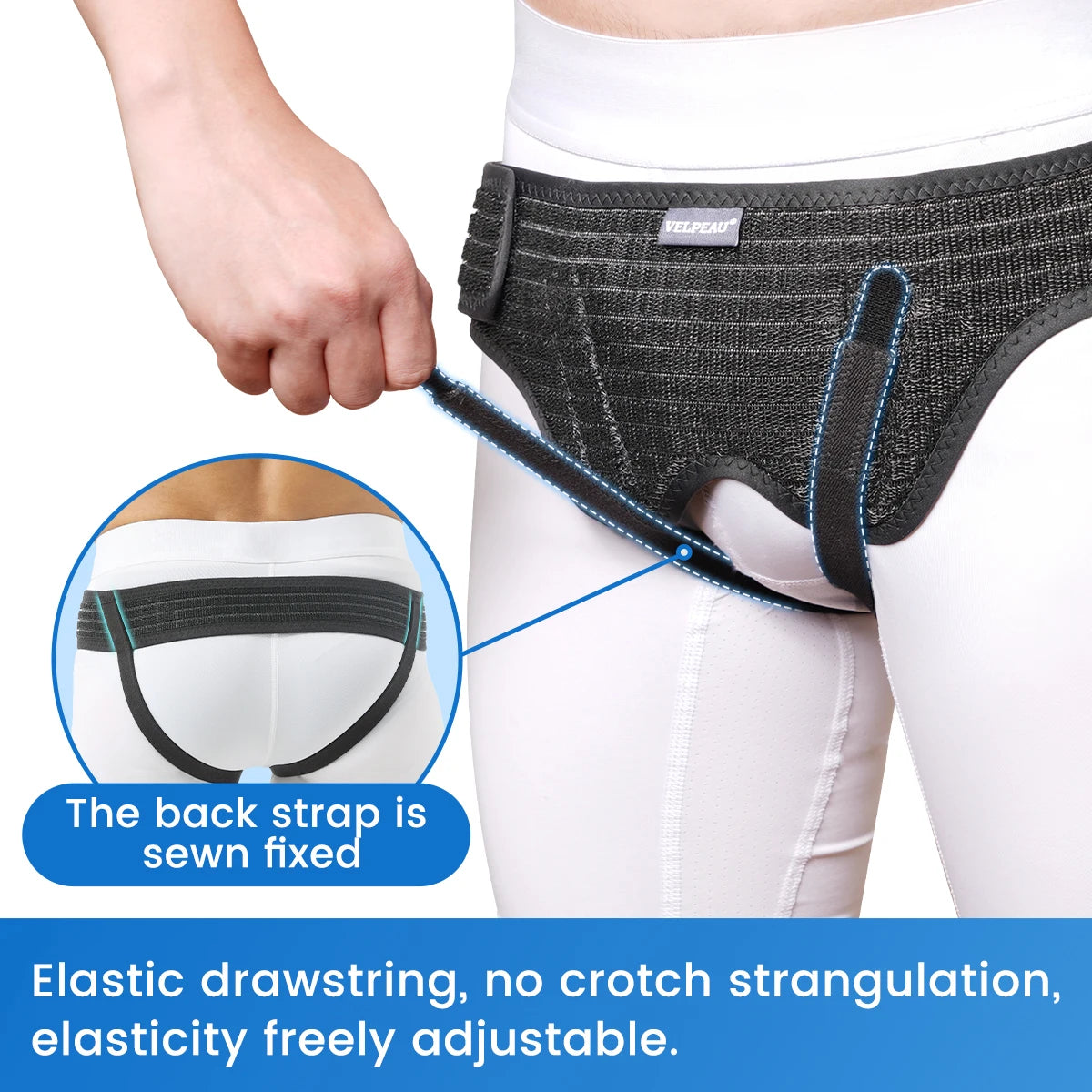 VELPEAU Hernia Belt for Single/Double Inguinal and Groin Hernia Pain Relief, Hernia Support Truss with 4 Compression Pads