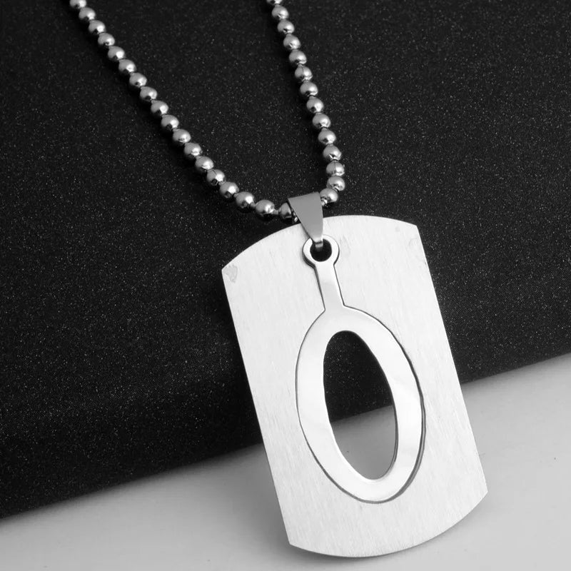 HNSP 316L Stainless Steel Initials Pendant Chain Necklace For Men 26 Letter Name Jewelry Accessories