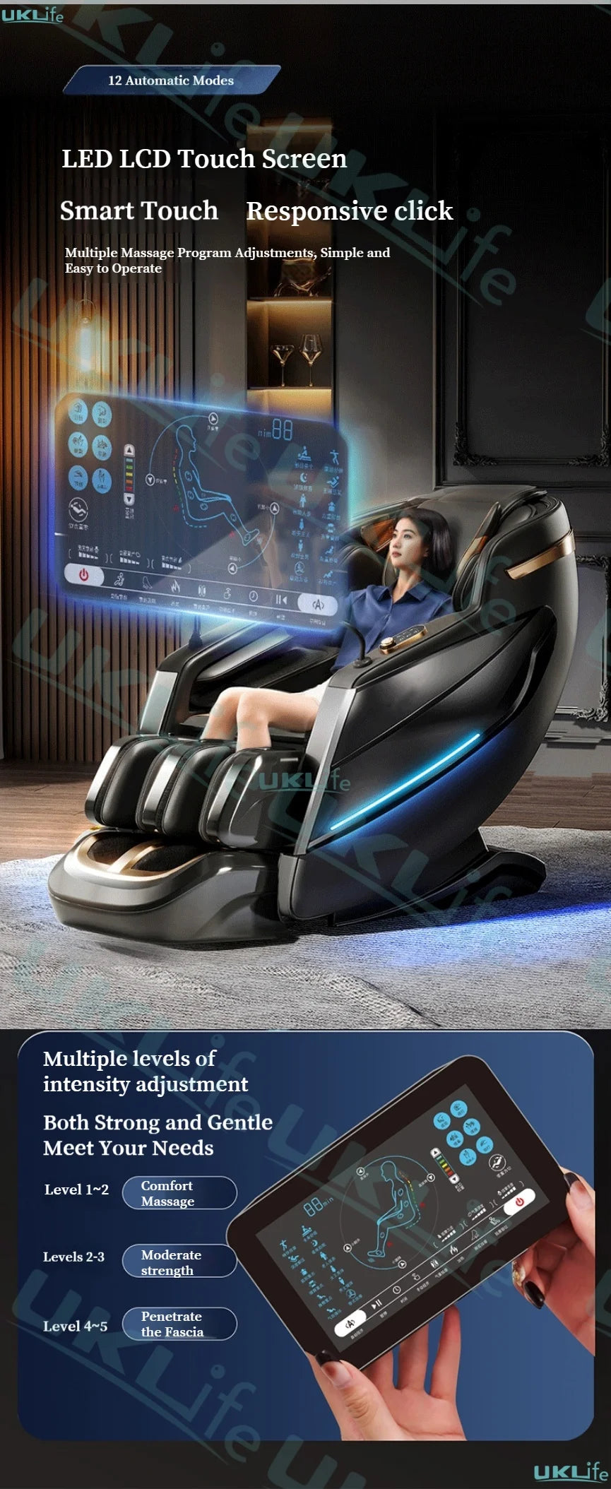 2026 MAX6D Dual-Core Jade Massage Chair with Calf Massage, 152cm Dual SL Track, AI Voice Control, Zero Gravity Mode