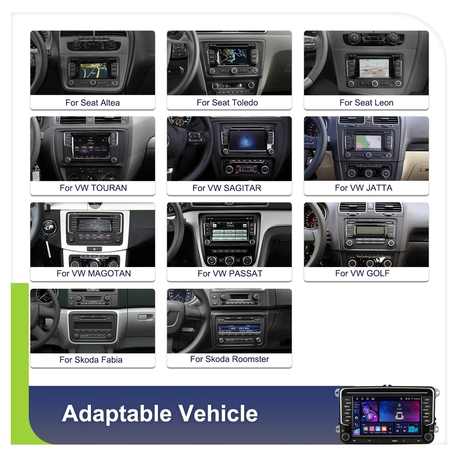 Podofo 7 "9" CarPlay Android Car Radio For Volkswagen VW Golf Passat JETTA Skoda SEAT Car Intelligent System 2din GPS Car Radio