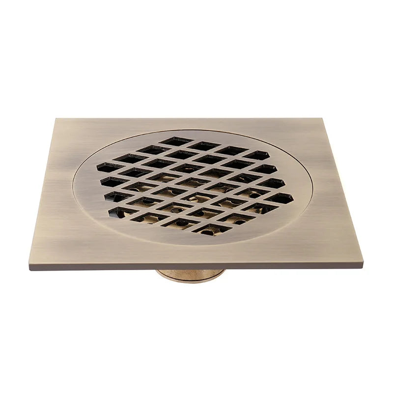Drain de sol carré 15x15cm en laiton antique/brossé/doré/or rose/noir/bronze/bronze rouge pour salle de bain et salle de douche