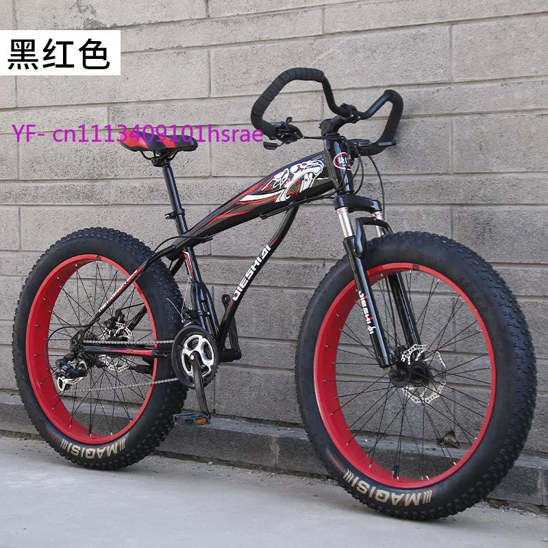 26" 24" Adult Mountain Bike, Large Tire Variable Speed Bicycle, Dual Disc Brake Shock Absorption MTB with Butterfly Handlebar