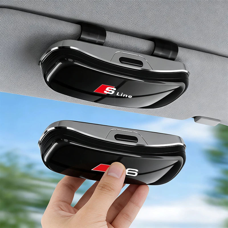 Car Emblem Sun Visor Glasses Case Sunglasses Storage Gift Box For Audi Sline A3 A4 A5 A6 A7 A1 A2 A8 Q1 Q2 Q3 Q4 Q5 Q6 Q7 Q8 TT