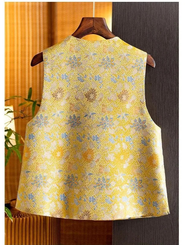 Thin Vest for Women Clothing Ethnic Style Print Vintage Clothes Streetwear Coats Women Jackets Chinese style Casual Summer