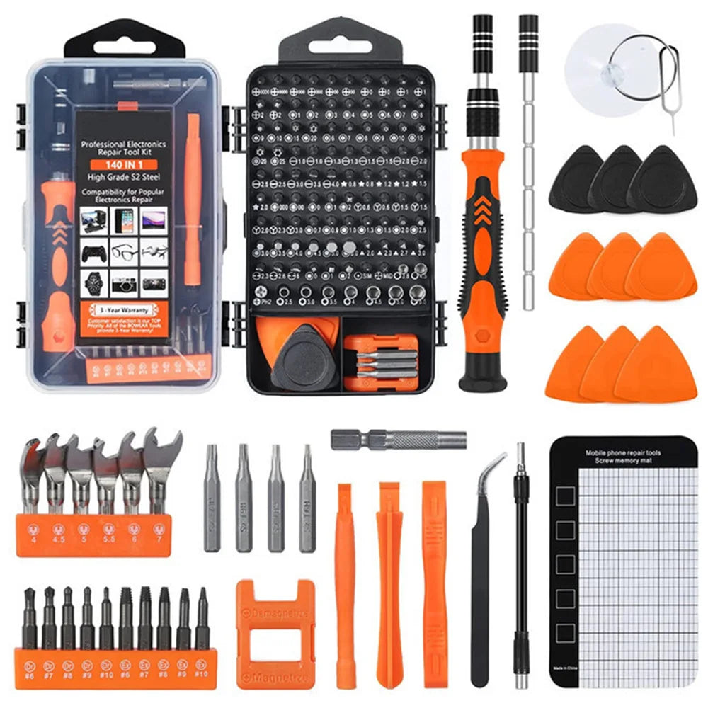 138/140 in1 Screwdriver Set Magnetic Torx Phillips Screw Bit Kit With Electrical Remover Wrench Repair Phone PC Tools
