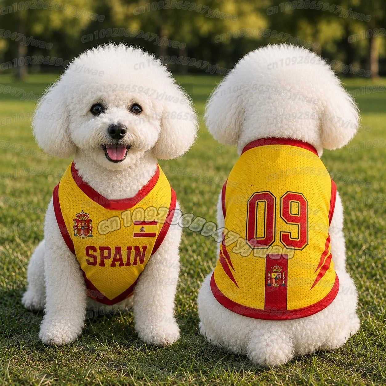 26 Summer Dog Clothes Spain FLAG print Basketball Clothes Puppy T-Shirt Summer Pet Cat Shirts For  soccer fans  Dogs CAT VEST