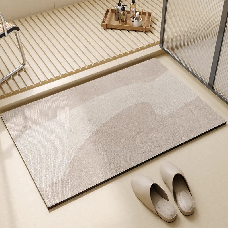 Super Absorbent Bathmat with Non-Slip Rubber Bottom Bath Mats Bathroom Bathtub Mat Simple Style Quick-Drying Floor Mats Foot Pad