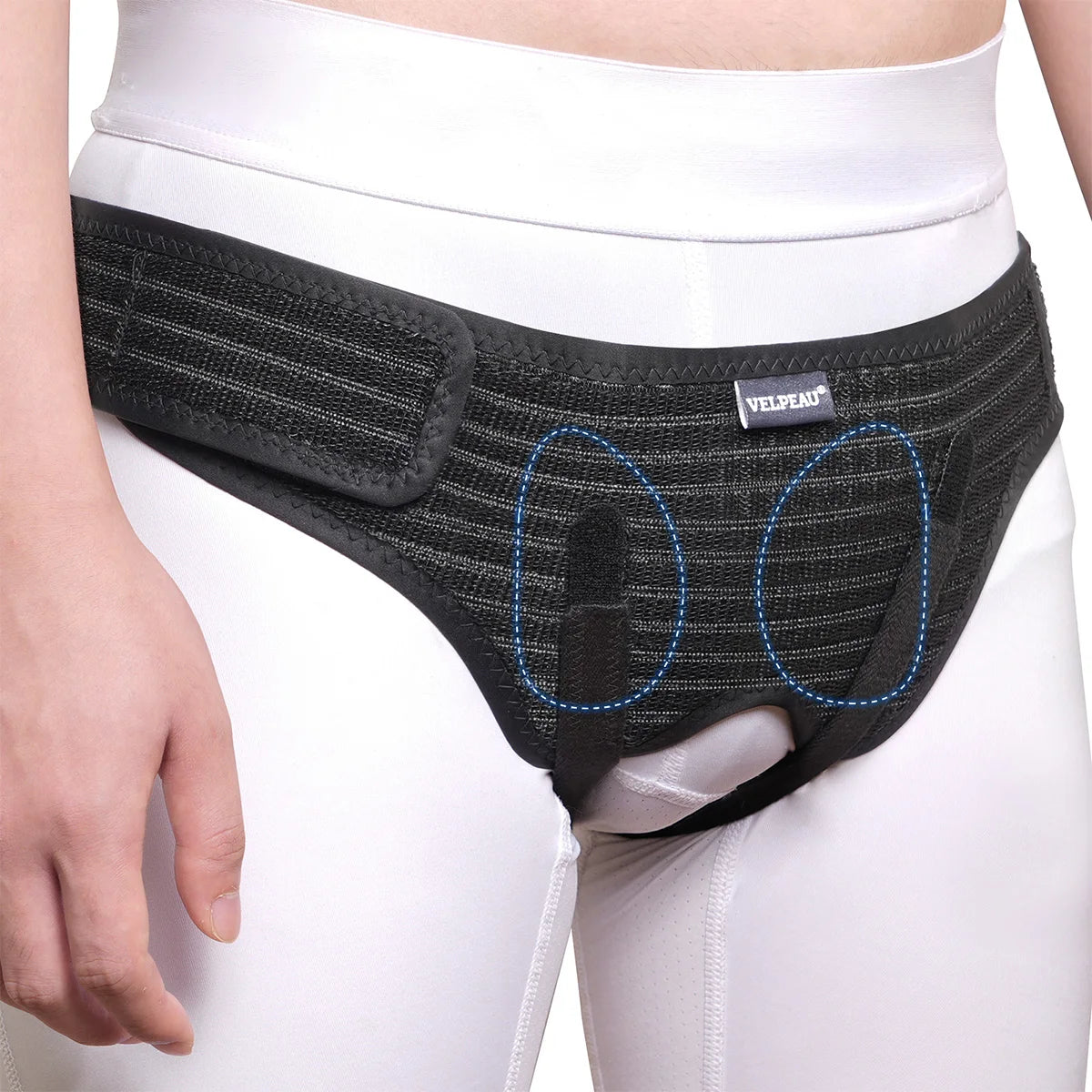 VELPEAU Hernia Belt for Single/Double Inguinal and Groin Hernia Pain Relief, Hernia Support Truss with 4 Compression Pads