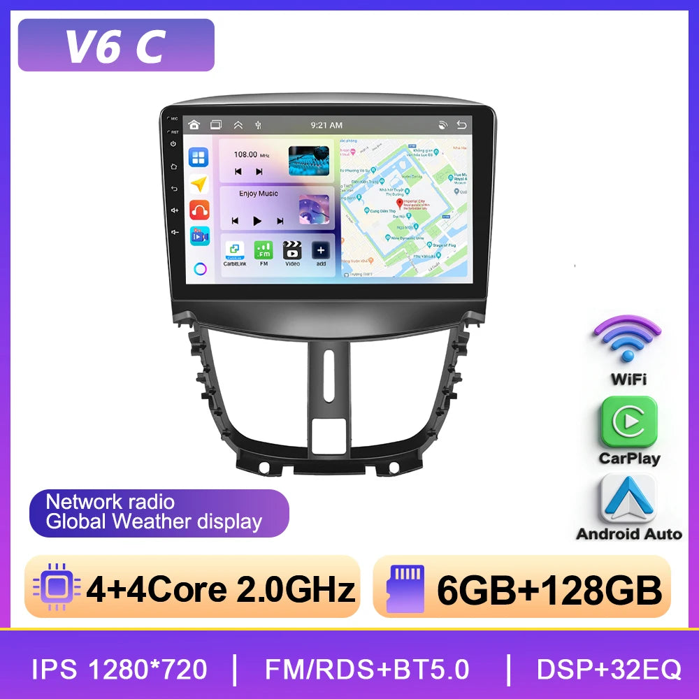 Podofo 6+128G Wireless CarPlay Car Radio