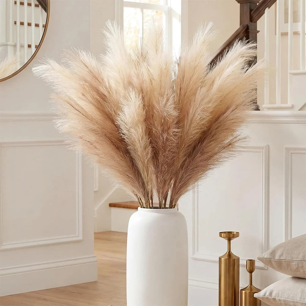 55cm 10pcs Artificial Pampas Grass Bouquet Fake Flower for Wedding Decor Garden Decoration DIY Outdoor Simulation Plant Reed