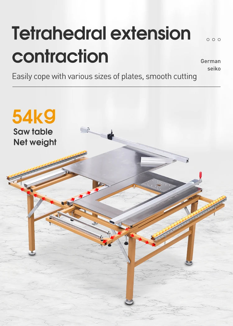 Multi-functional Push Table Saw Precision Guide Rail Folding Electric Panel Saw Kit with Cutting Saw Banding Machine Option Saw