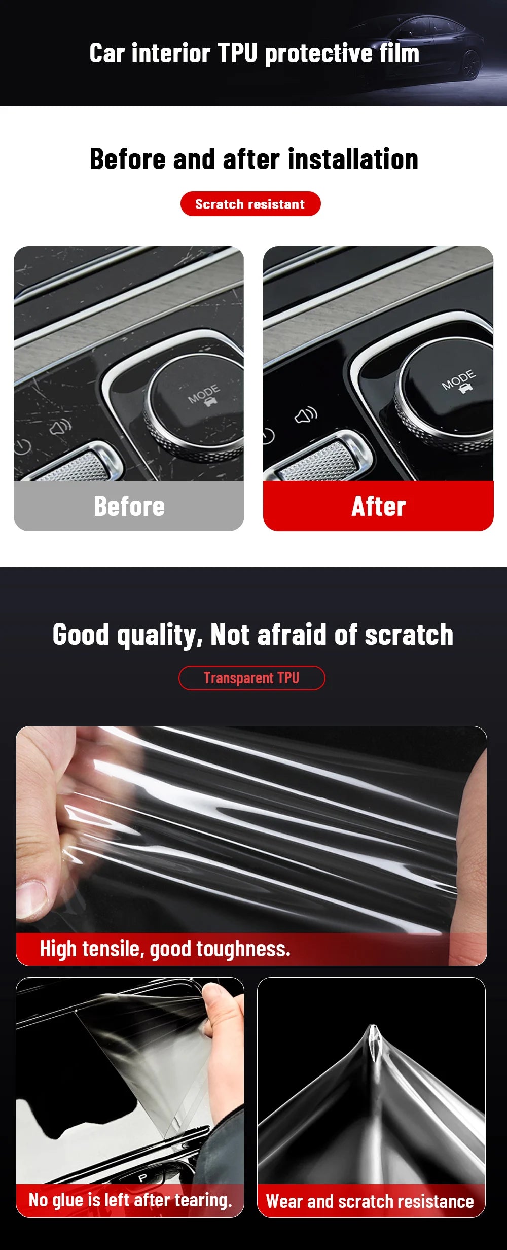 Anti-scratch Car Interior Center Console Media Dashboard Navigation TPU Protector Film For MG HS 2025 2026 PHEV