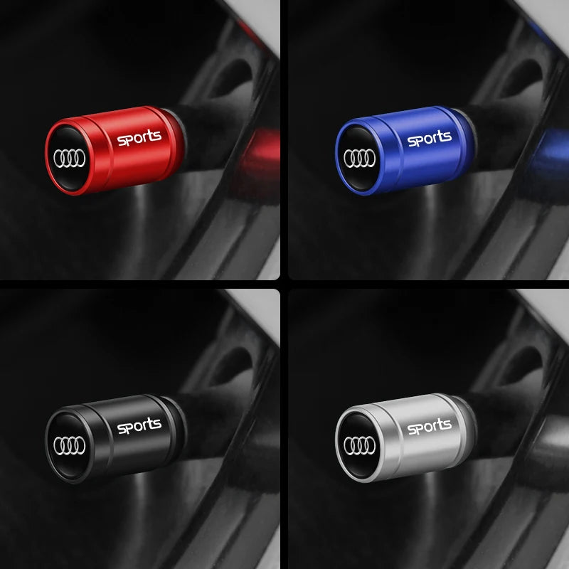 4Pcs Car Wheel Tire Valve Caps Covers Auto Accessories For Audi Quattro S3 A1 A2 A3 A4 A5 A6 A7 A8 Q1 Q2 Q3 Q4 Q5 Q6 Q7 Q8 TT C6