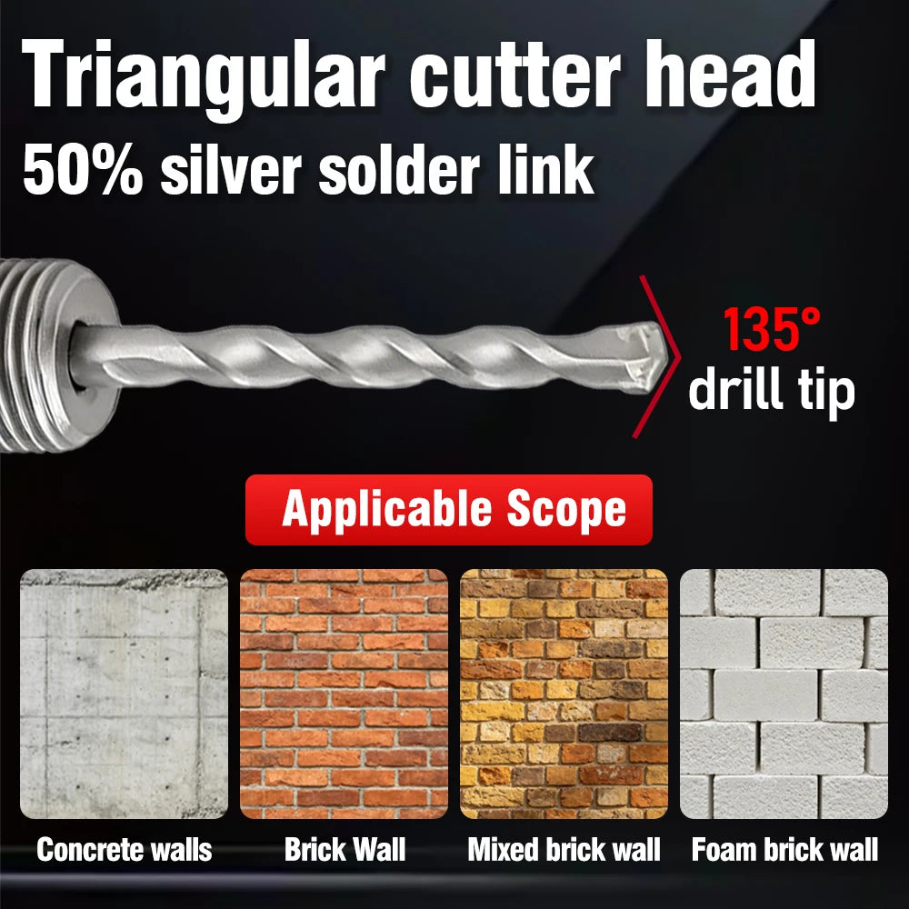 30-100mm Concrete Wall Hole Saw, SDS Plus Shank Impact Drill Bit, Suitable for Drilling Concrete, Brick, Stone and Walls