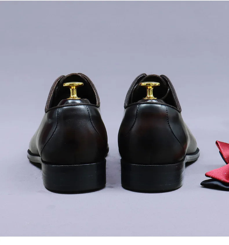 Whole Cut Men's Oxford Shoes Genuine Leather Handmade Quality Comfortable Elegant Black Wedding Social Formal Shoes Man
