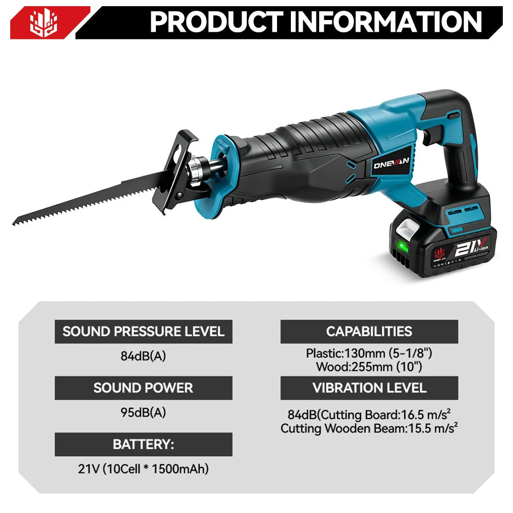 ONEVAN 3000W 10000SPM Electric Reciprocating Saw Electric Chainsaw Saber Saw Cordless Cutter Tool For Makita 18V Battery Pin