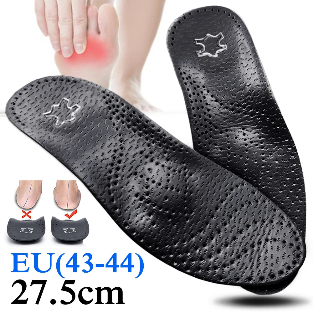 EiD New Arch Support 25mm Orthotic insole Black Leather orthotics Insoles for Flat Foot O/X Leg Corrected Shoe Sole insert pads