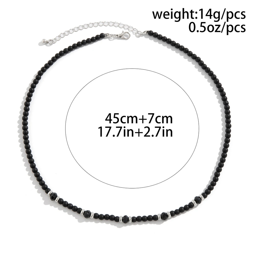 PuRui Hip Hop Acrylic Crystal Beads Strand Necklace for Men Black Choker Collar Simple Jewelry On The Neck Party Gift Street