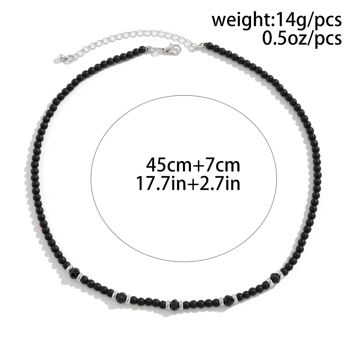 PuRui Hip Hop Acrylic Crystal Beads Strand Necklace for Men Black Choker Collar Simple Jewelry On The Neck Party Gift Street
