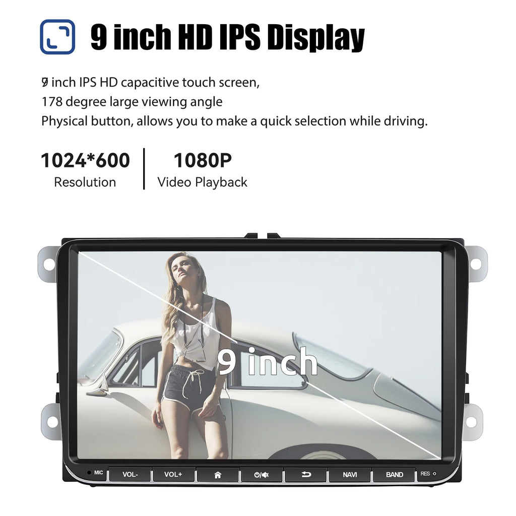9" Android 14 4G+64G Wireless Carplay Car Stereo GPS NAVI WIFI RDS FM BT EQ for VW Golf 5 6 Passat Polo Touran Tiguan Caddy EOS