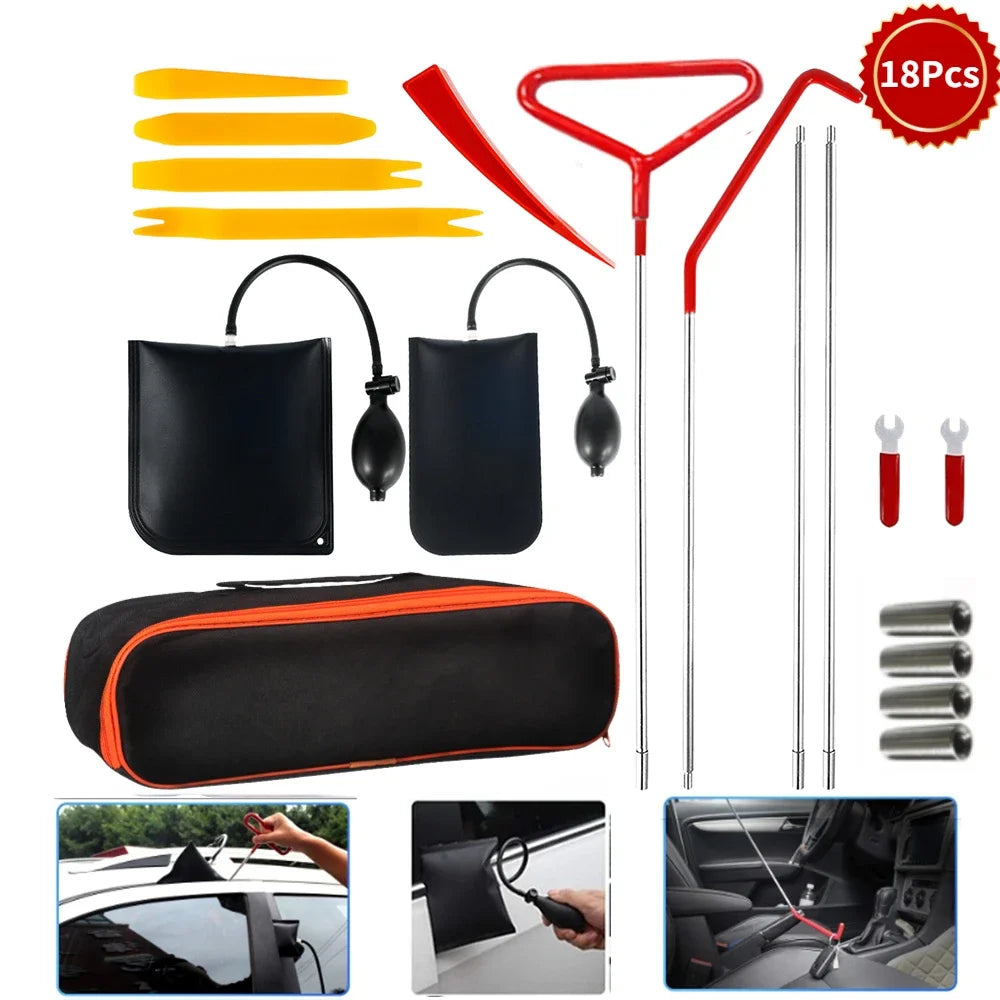 Car Tool Car Window Door Key Anti Lost Kit Inflatable Air Pump Air Wedge Non Marring Wedge with Long Reach Grabber for Car Truck
