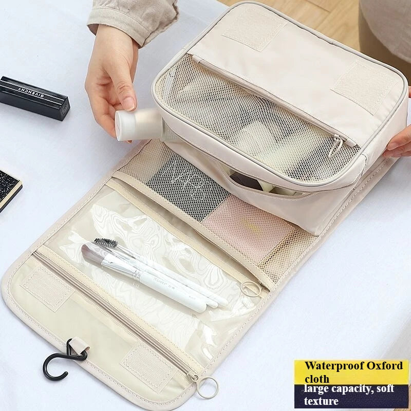 Portable Toiletry Washbag with Hanging Hook Waterproof Women Bathroom Cosmetic Storage Bag Large Capacity Travel Men Makeup Case