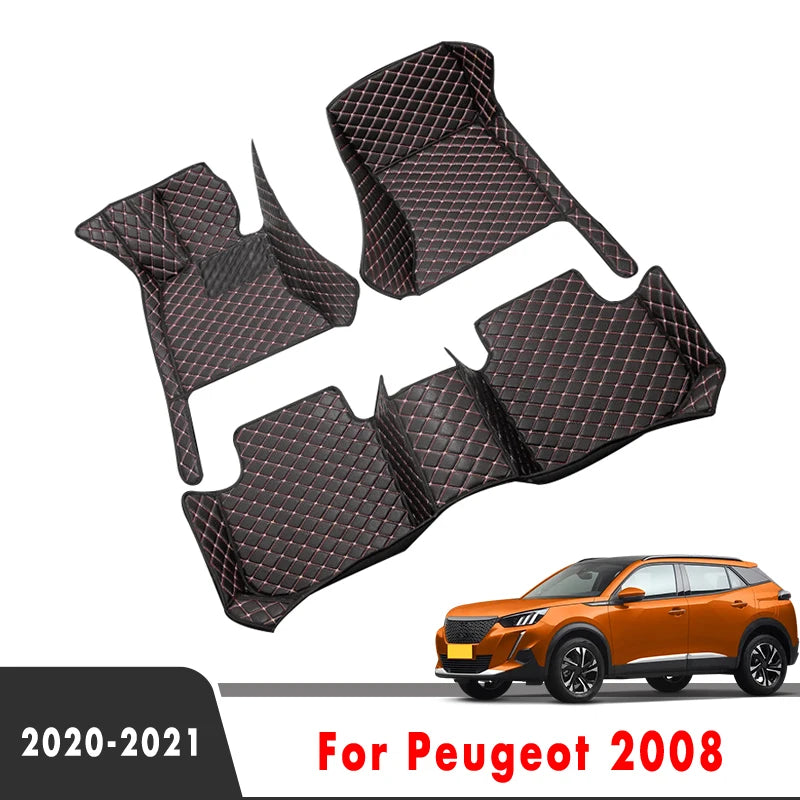 Car Floor Mats Trunk Carpets For Peugeot 2008 2020 2021 2022 2023 2024 2025 Foot Pads Accessories Interior Waterproof Automobile