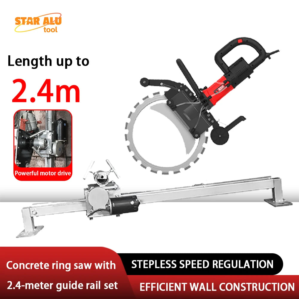 220V-240V  Concrete Ring Saw with 2.4M Track  High Power Electric Wall Cutter  Cuts up to 30‑40 cm Concrete Brick Stone