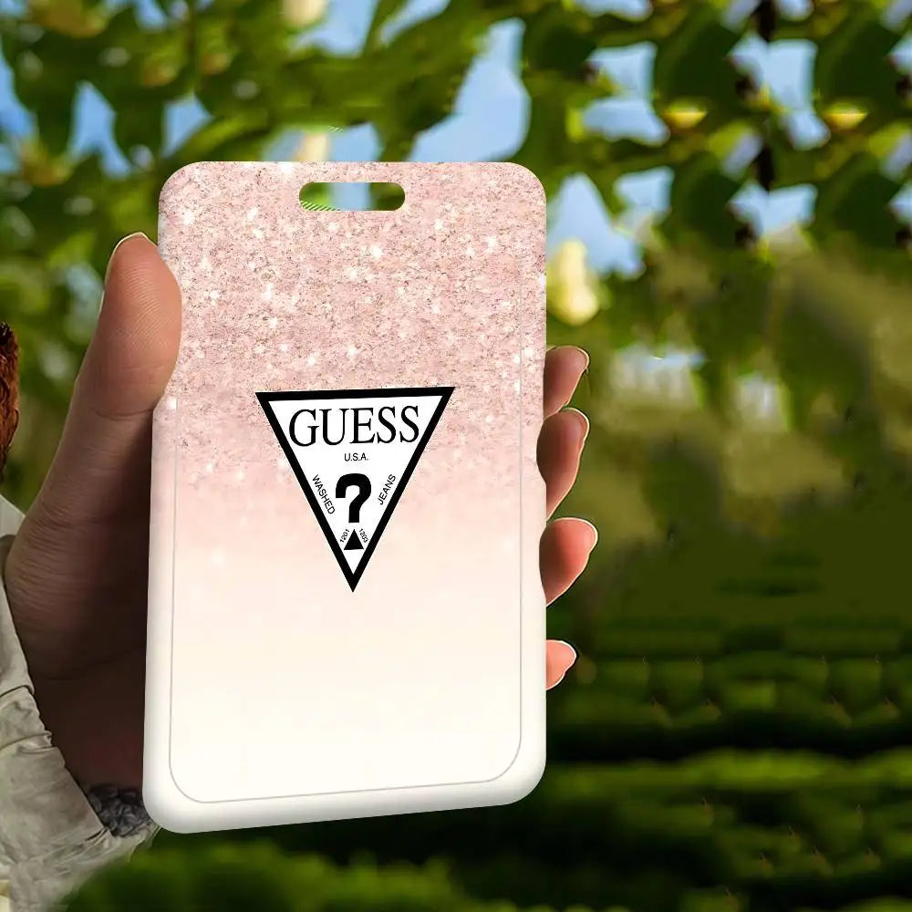 Étui pour cartes unisexe Fashion G-Guess-s, étui porte-cartes d'identité de travail pour femme avec lanière, étui porte-badges d'identité de travail d'affaires