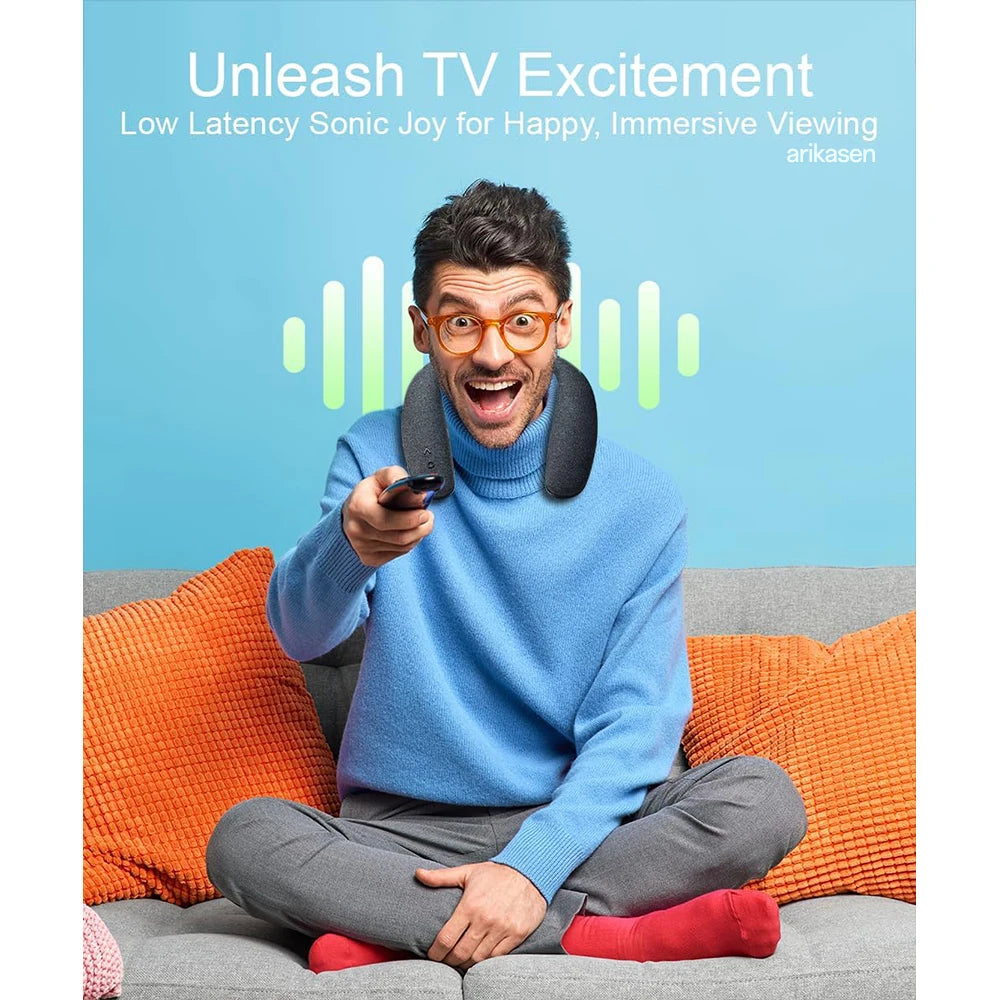Wireless Neckband Speaker with 3D Stereo Sound Low Latency for Gaming/TV Type-C Wearable Speaker for Home, Office, and Outdoors
