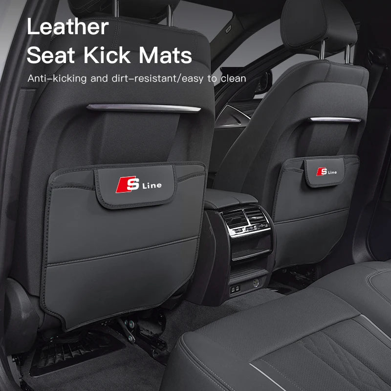 Leather Car Seat Protector Kids Anti-kick Pad Storage Bag For Audi Sline A3 A4 A5 A6 A7 A1 A2 A8 Q1 Q2 Q3 Q4 Q5 Q6 Q7 Q8 TT RS3