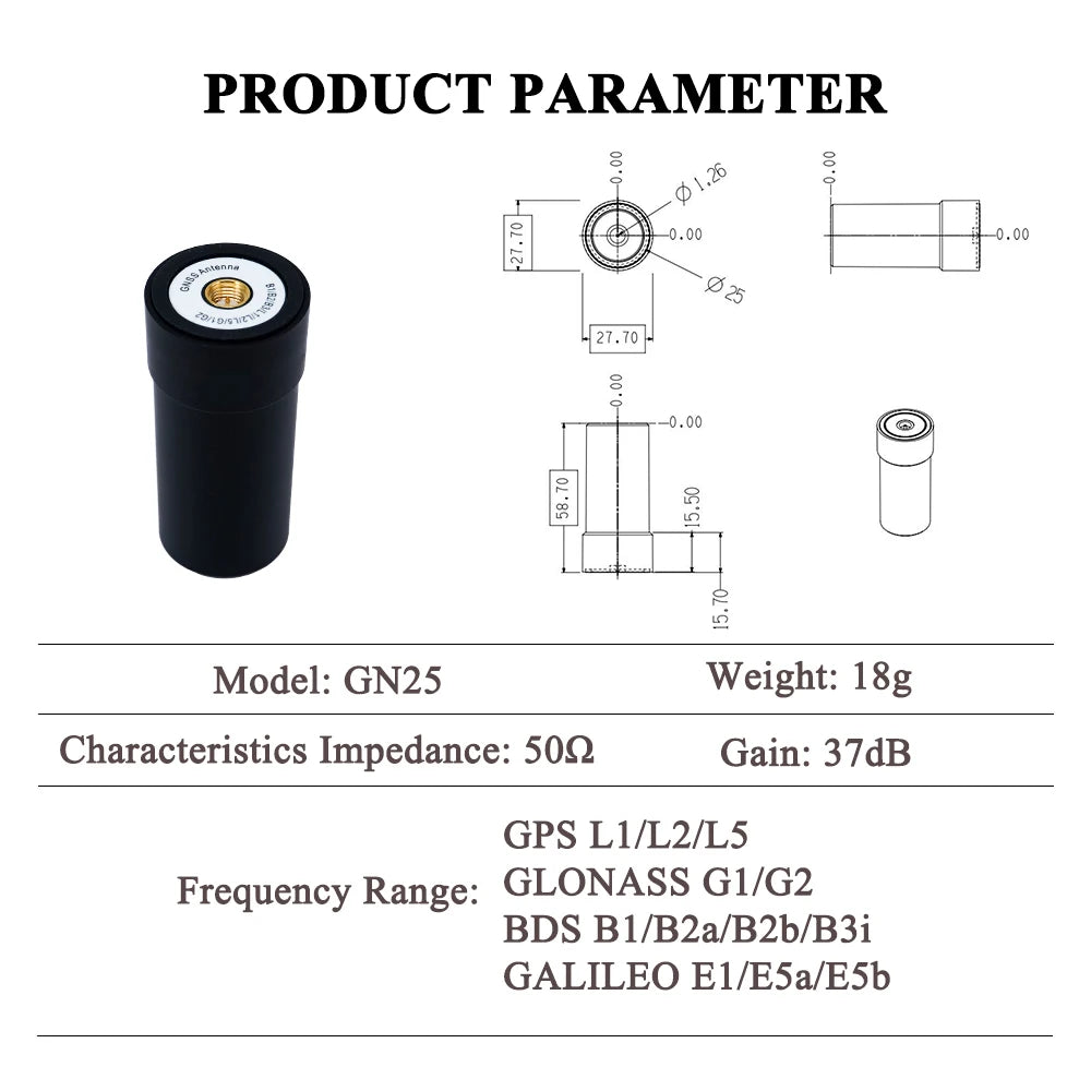 Rugged RTK GNSS IP67 Waterproof for Handheld GIS Mobile Devices High Precision Surveying Mapping Antenna for Field Work