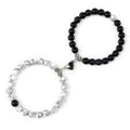 2Pcs/Set Natural Stone Beaded Heart Magnet Attraction Couple Bracelets For Women Men Simple Love Relationship Bracelet Jewelry