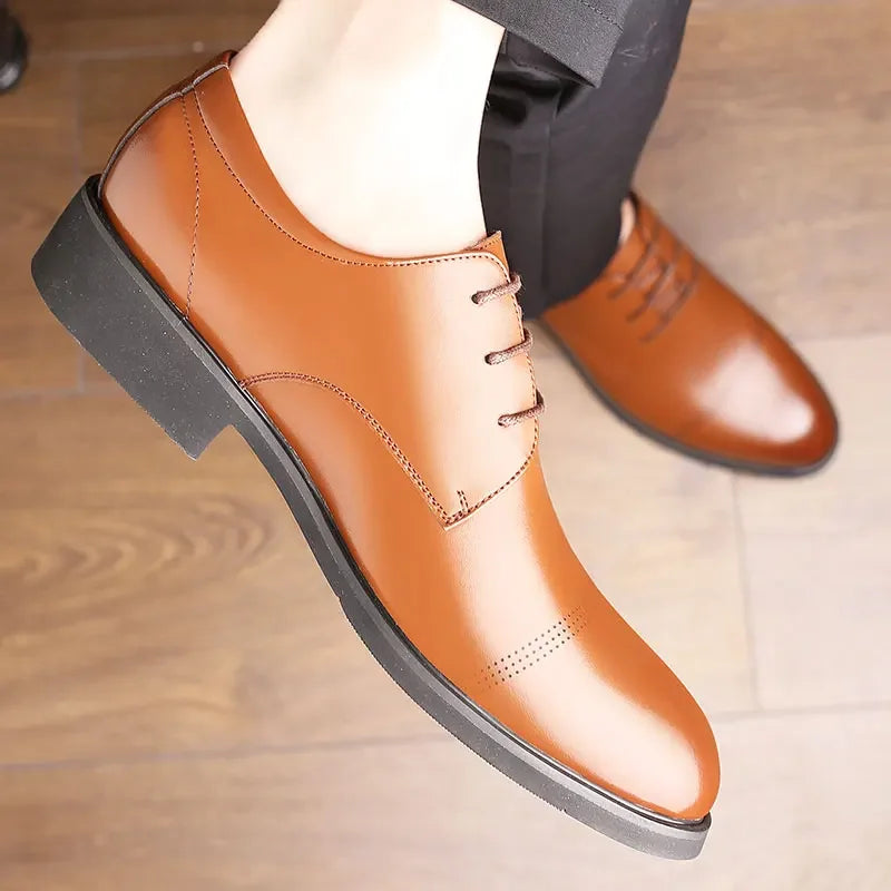 2025 Formal Height Increasing Shoes Man Taller Elevator 6CM Invisible Insole For Men Heighten Increased Oxfords Business Lift