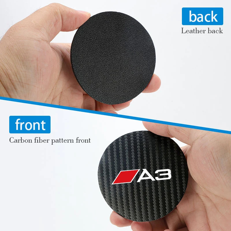 2Pcs Car Interior Leather Coaster Anti-noise Water Cup Pad For Audi Sline A3 A4 A5 A6 A7 A1 A2 A8 Q1 Q2 Q3 Q4 Q5 Q6 Q7 Q8 TT RS3