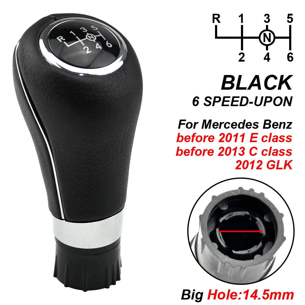 Auto Parts 5/6 Speed Gear Shift Knob With PU Leather Boot For Mercedes Benz W204 C204 C63 C300 C250 W207 A207 W212 2007-2013
