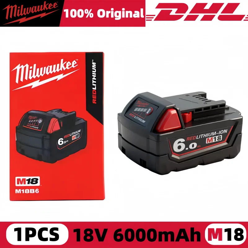 100% New Milwaukee M18 6.0Ah High Output Battery 18V Lithium-ion Rechargeable for Milwaukee M18 Cordless Power Tools 6Ah Battery