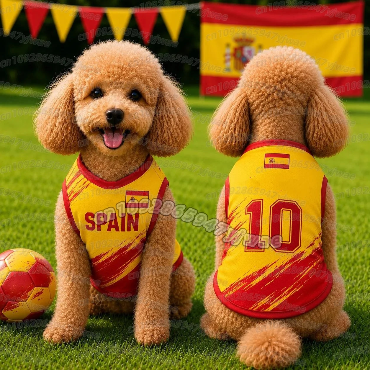 26 Summer Dog Clothes Spain FLAG print Basketball Clothes Puppy T-Shirt Summer Pet Cat Shirts For  soccer fans  Dogs CAT VEST