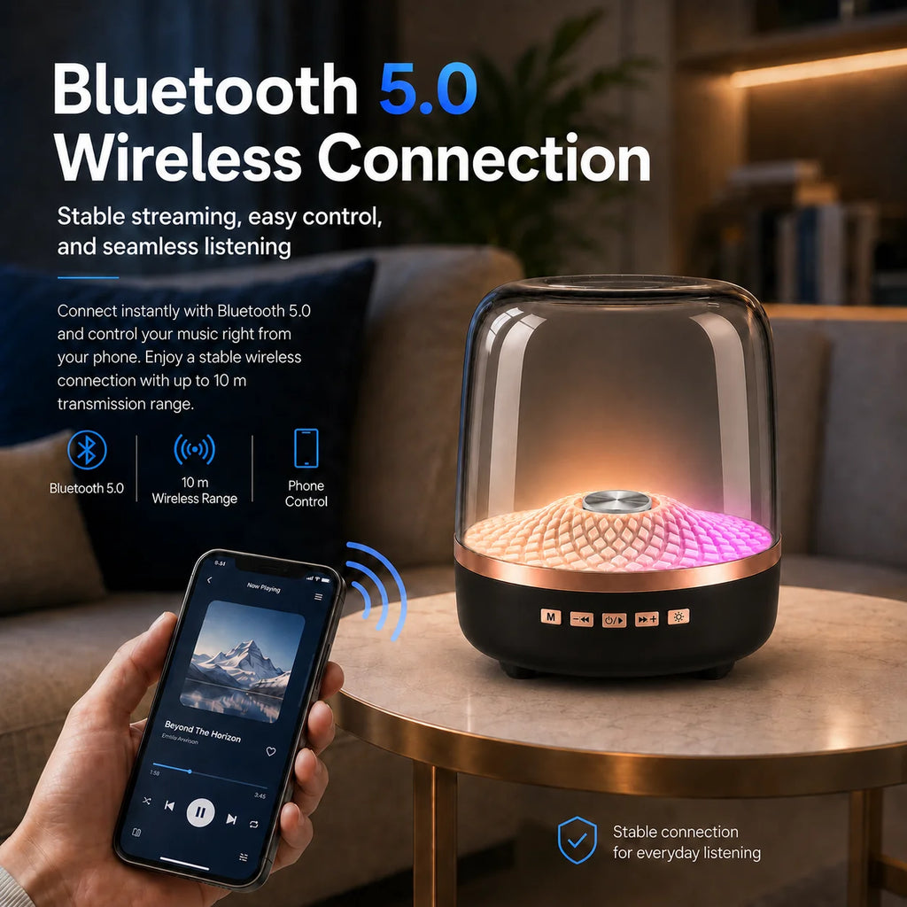 Barre de son sans fil portable 2026 Bluetooth 5.0, haut-parleur TWS home cinéma, caisson de basses acoustique Hi-Fi avec lampe respirante pour Android et iOS