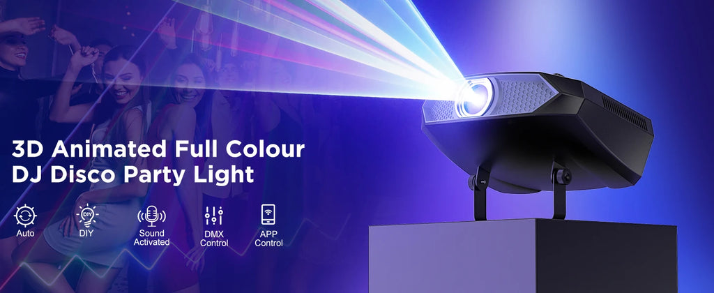 Somspot Full Color Laser Lights 3D Animation Laser Machine RGB Pattern Effect Lighting Projector for Wedding Party DJ Disco Club