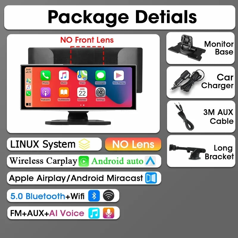 Srnubi 11.26" 4K Dash Cam DVR