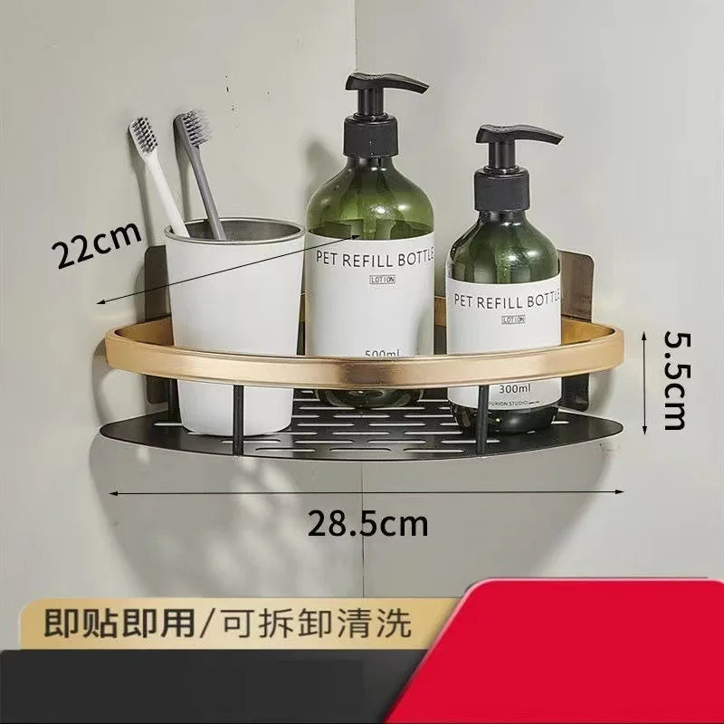 Storage Organizer Shower Shelf Bathroom Shelf Aluminum Alloy Shampoo Rack Makeup Bathroom Accessories No Drill Wall Corner Shelf