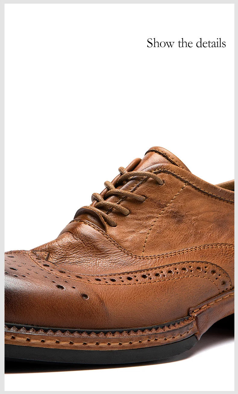 Soft Leather Mens Wedding Brogues Shoes Luxury Genuine Leather Spring Designer Handmade Quality Autumn Formal Social Shoes Man