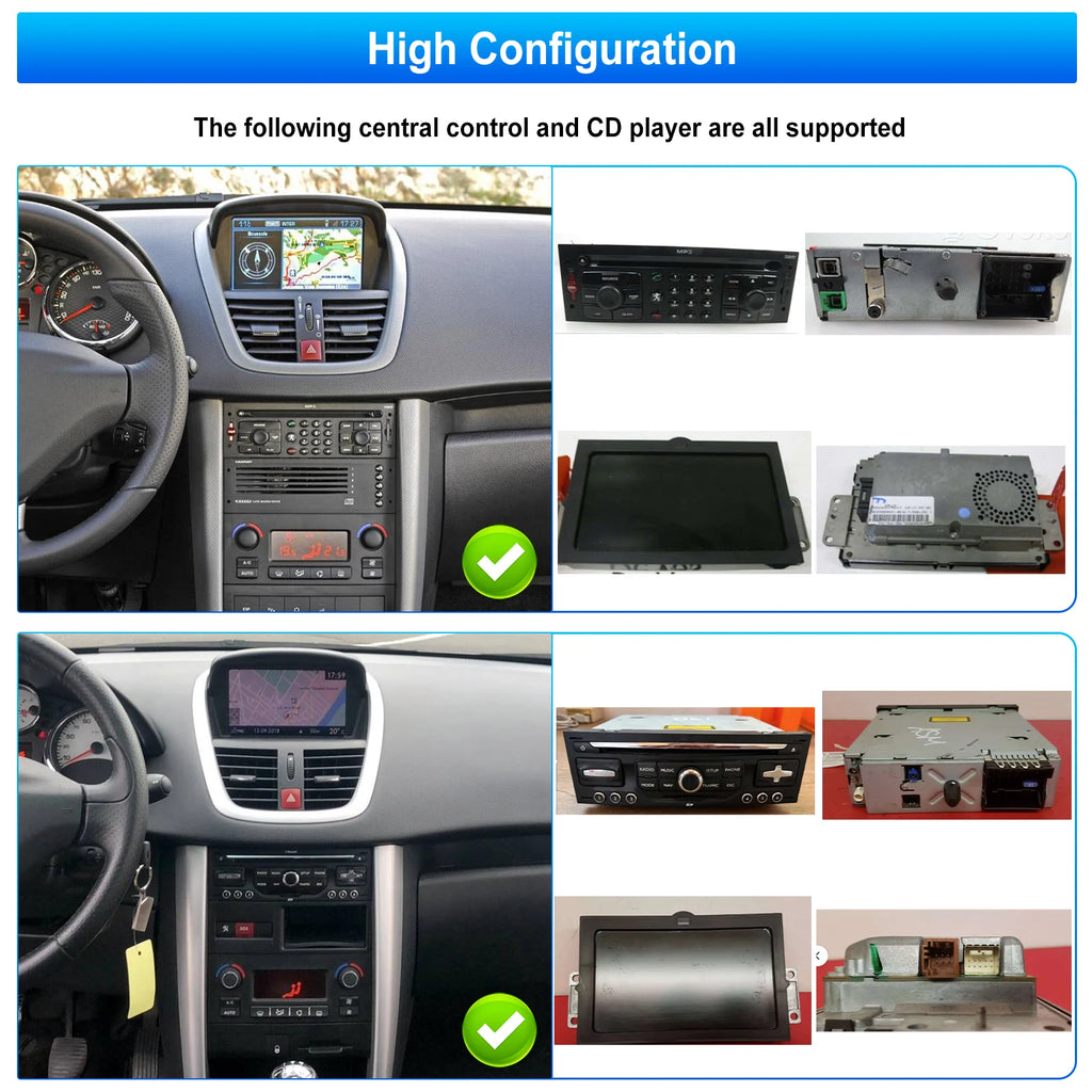 Podofo 7'' Carplay  Android 2din Carplay Car Radio For Peugeot 207 2008-2014 Bluetooth GPS Navigation FM RDS Radio Receiver