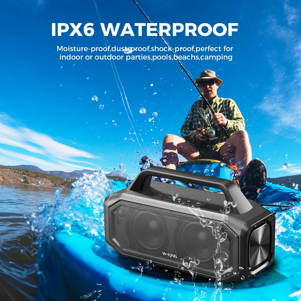 Enceinte Bluetooth portable W-KING BT261-2 sans fil 80 W, étanche IPX6 avec amplification des basses, couplage stéréo, recharge inversée