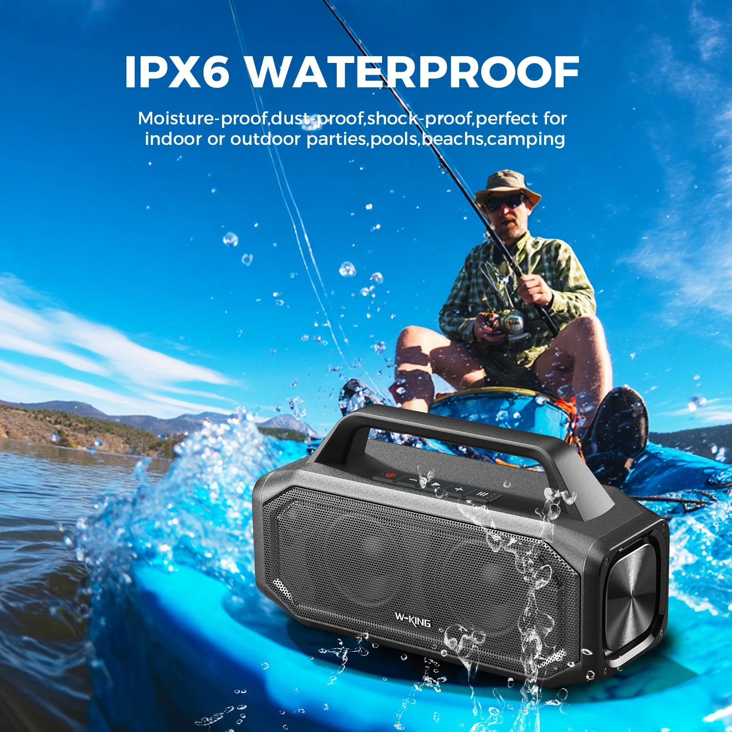 Enceinte Bluetooth portable W-KING BT261-2 sans fil 80 W, étanche IPX6 avec amplification des basses, couplage stéréo, recharge inversée