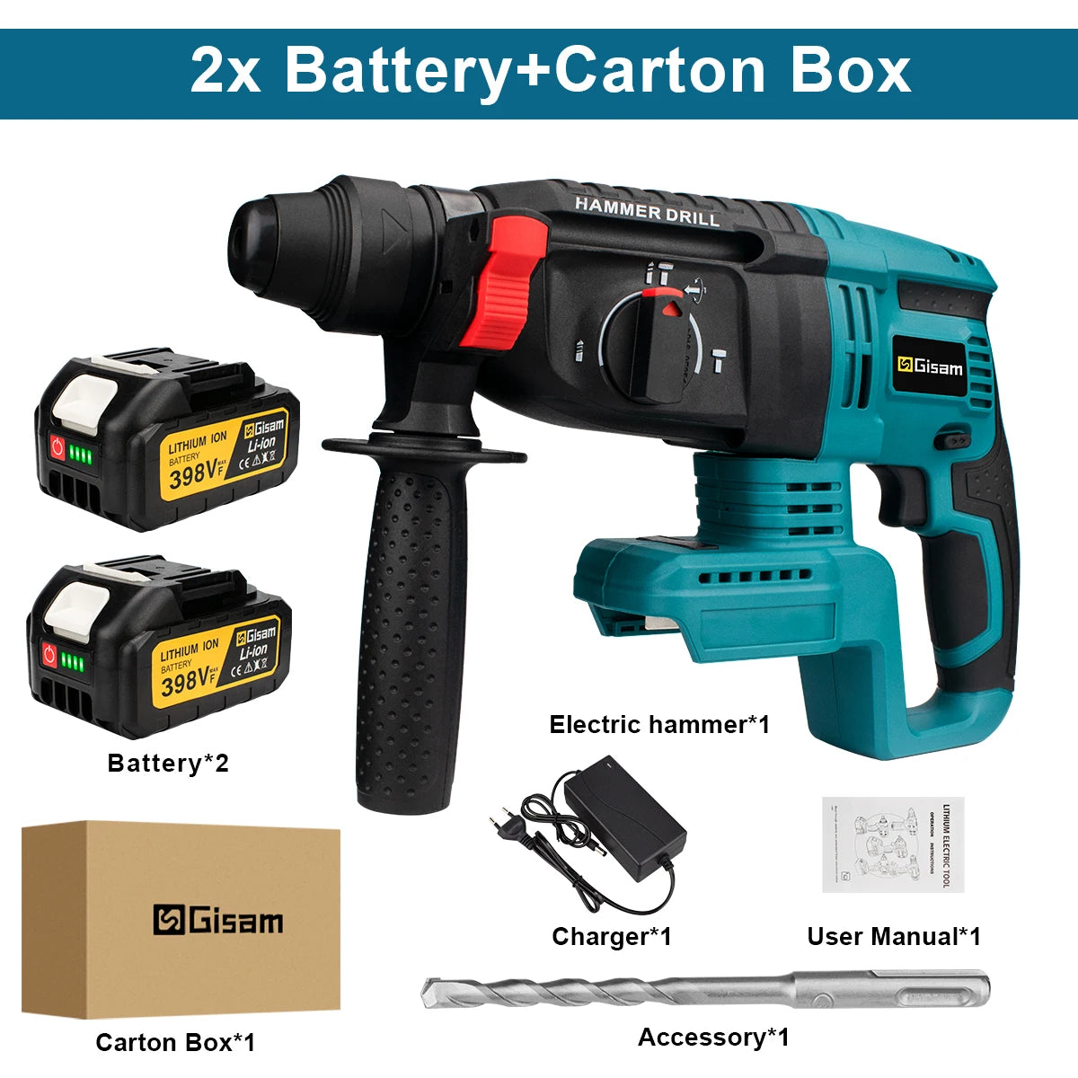 Marteau perforateur électrique sans balais 26 mm, marteau rotatif multifonctionnel, marteau à percussion sans fil, outils électriques pour batterie Makita 18 V à broche.