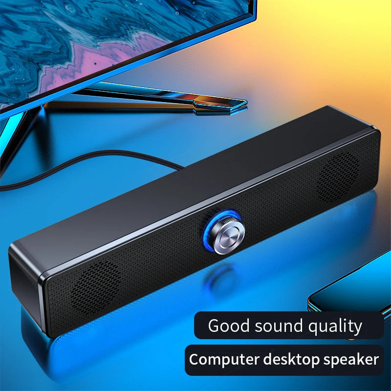 Enceinte Surround Système Home Cinéma Barre de Son PC Pour TV Caisson de Basses Filaire Stéréo Basses Puissantes