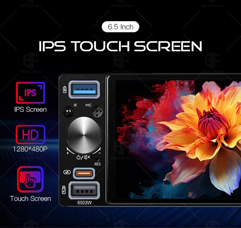 1din 6.5 "Universally Car Radio Car Multimedia Wireless Carplay/Android Auto/MirrorLink FM/AM  Headunit MP5 Player