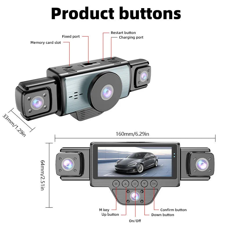 FHD 1080P 5 Channel Full HD Car DVR Wifi Dash Cam 5 Cameras Dashcam Video Recorder Night Vision Black Box 24H Parking Mode